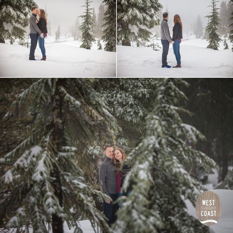Snow Covered Mountain Engagement Pictures taken in Vancouver, BC by West Coast Photography